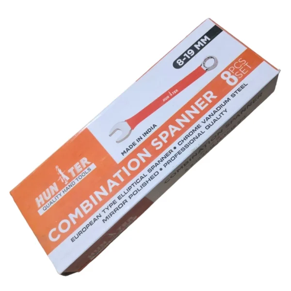 آچار یکسر تخت یکسر رینگی هانتر کد 8-19 مجموعه 8 عددی - Image 2