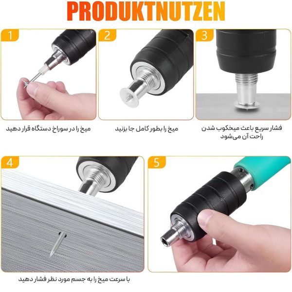میخ کوب تفنگی طرح ماکیتا مدل A12 به همراه 20 عدد میخ - Image 14